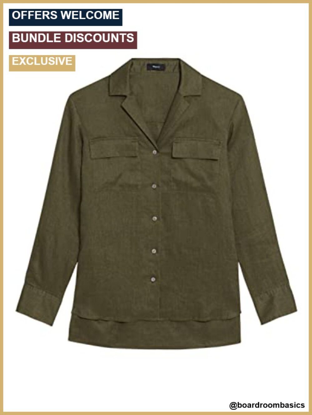 Linen Notch Collar Button Down Shirt Relaxed Fit High Low Hem